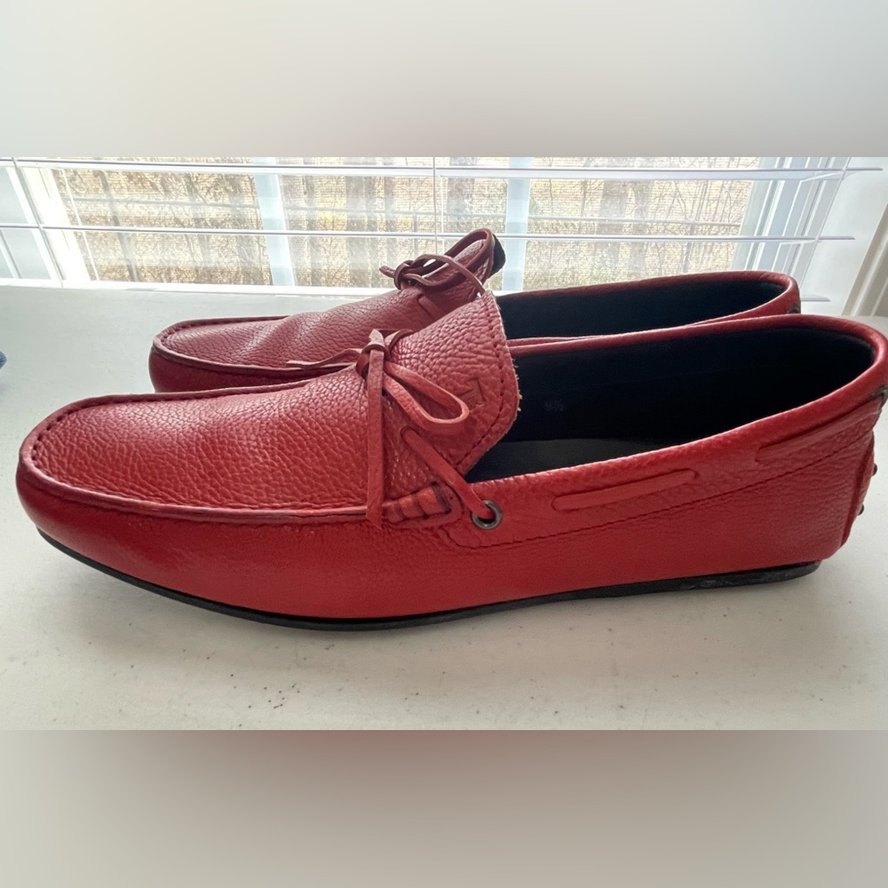 Tod’s Red Leather Bow Loafers